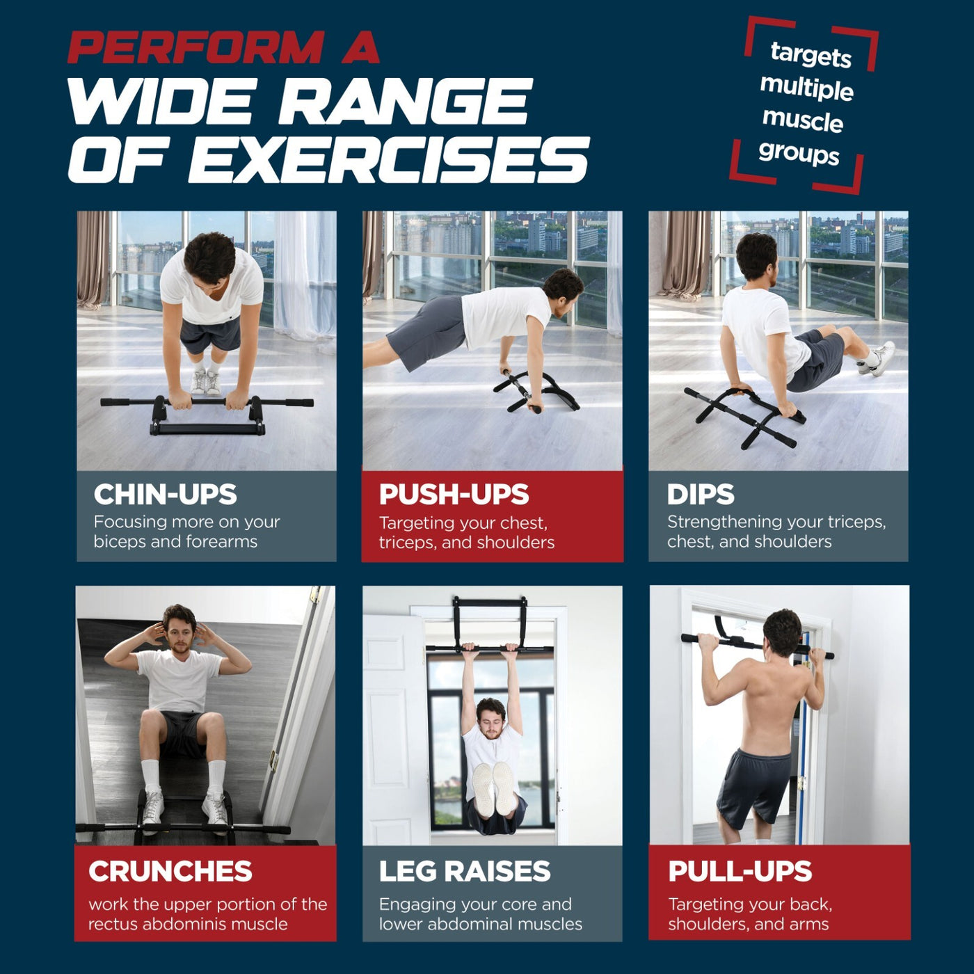 Pull up Bar Doorway Heavy Duty Chin up Bar Trainer for Home Gym - up to 32" Door